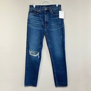 ETICA Womens Distressed Finn Slim Straight Denim Jeans Wildwood Wash Sz 26 NWT